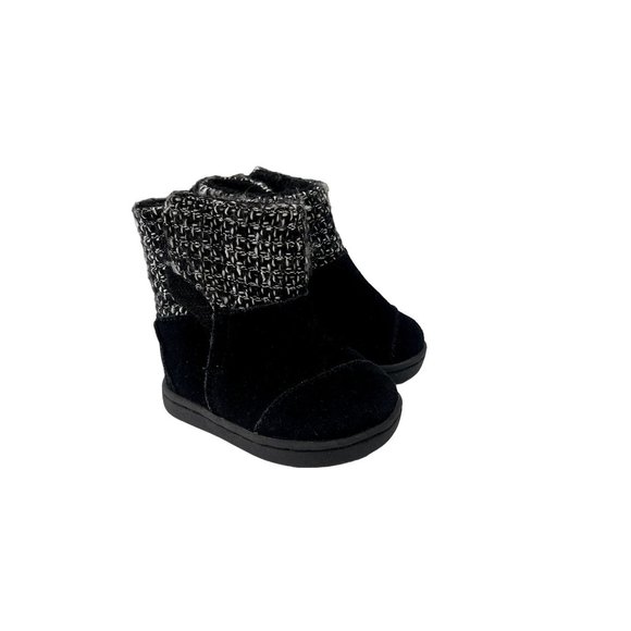 Toms Other - Toms Nepal Black Suede Ankle Boots Booties Shoes Infant Baby Girl size 2